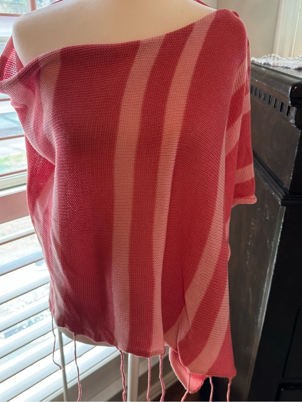 Abercrombie & Fitch Pink Striped Shawl Wrap
